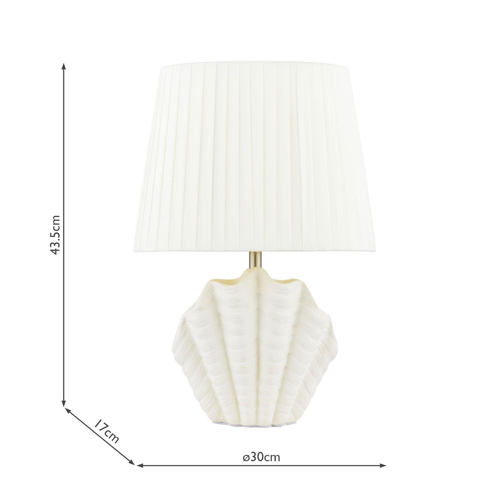 Laura Ashley Shell Table Lamp White Ceramic and Satin Chrome With Shade