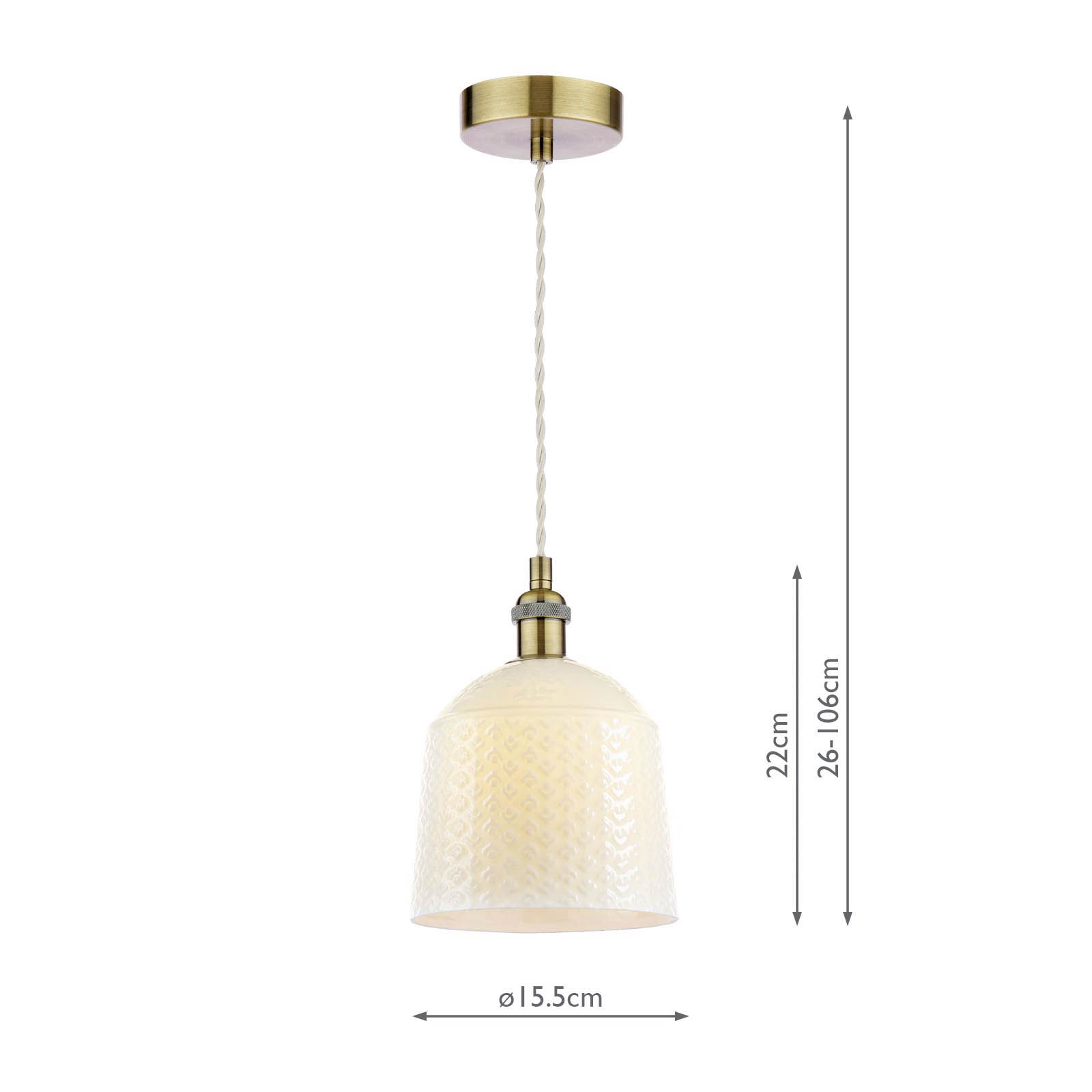 Laura Ashley Porcelain Pendant Cream and Antique Brass