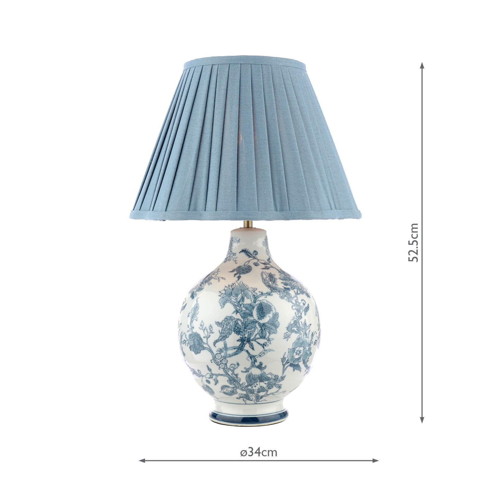 Laura Ashley Maltby Table Lamp Blue Ceramic and Antique Brass With Shade