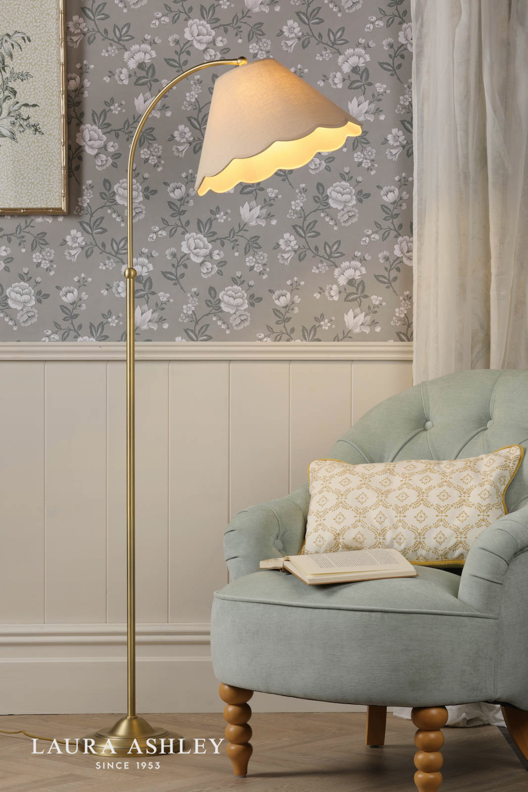 Laura Ashley Cordwell Floor Lamp Matt Antique Brass With Shade