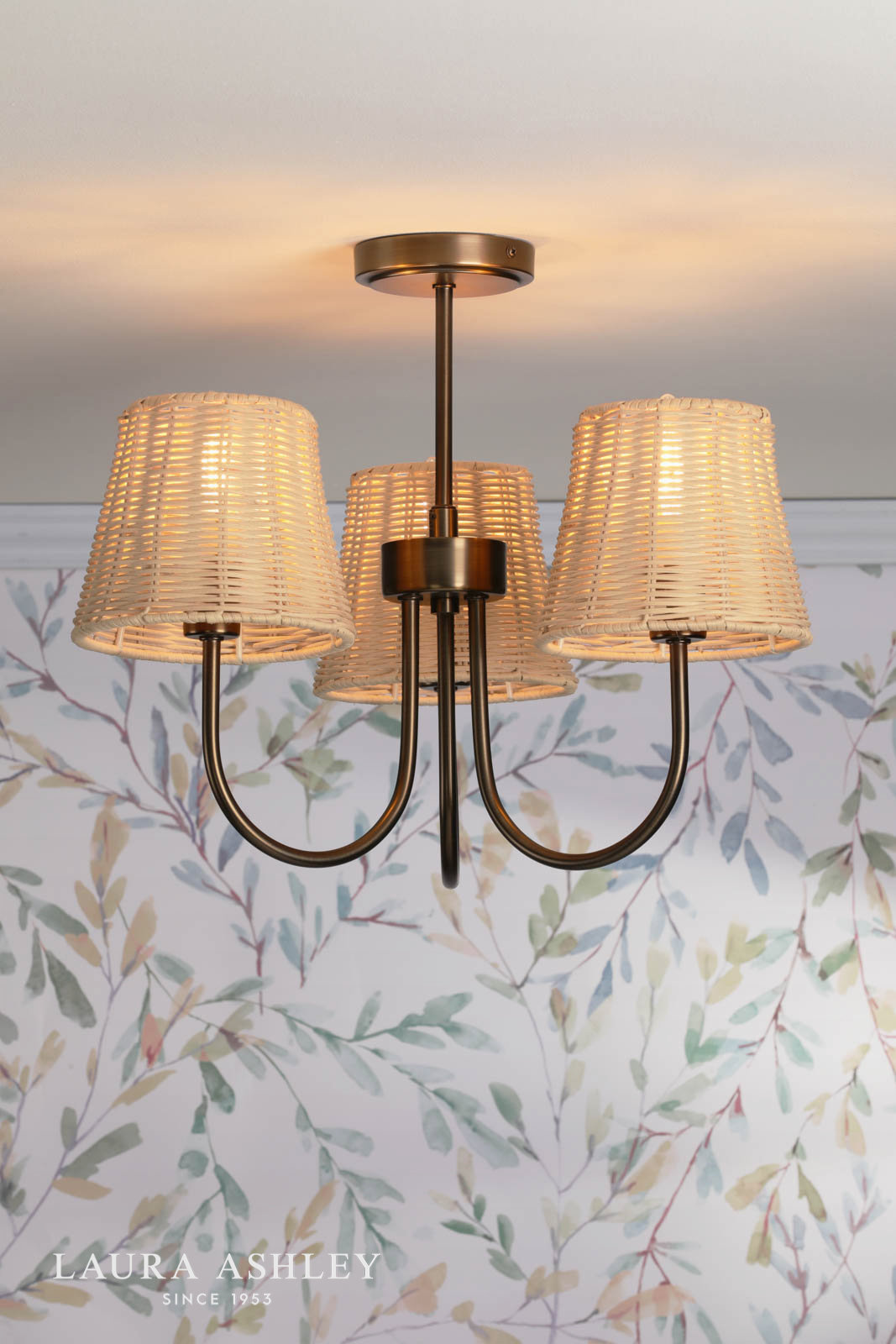 Laura Ashley Hasfield 3 Light Semi-Flush Satin Bronze With Shade