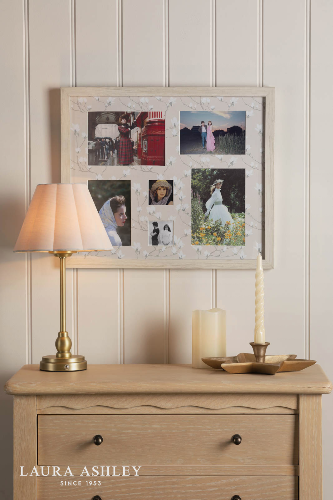 Laura Ashley Magnolia Photo Frame Matt White and Grey