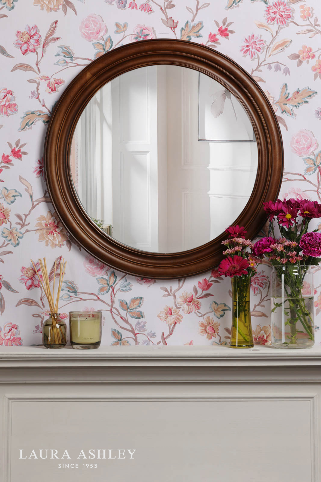 Laura Ashley Tate Mirror Dark Wood 60cm