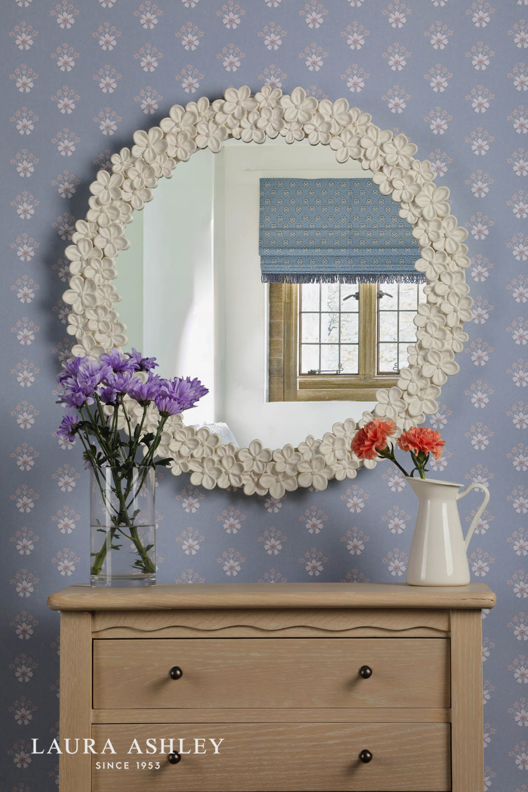 Laura Ashley Romsey Mirror Matt White 65cm