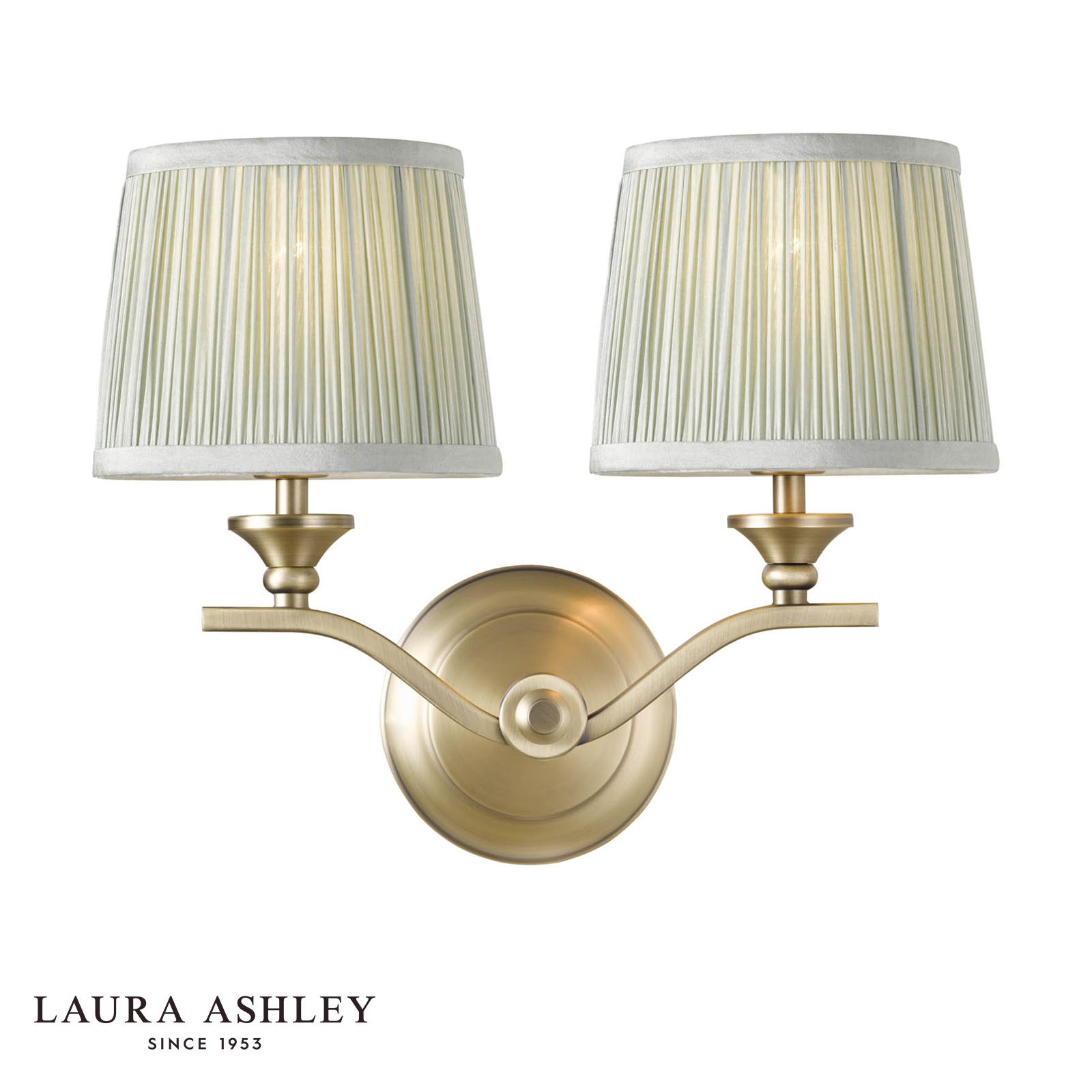 Laura Ashley Hemsley 2 Light Wall Light Matt Antique Brass With Shade