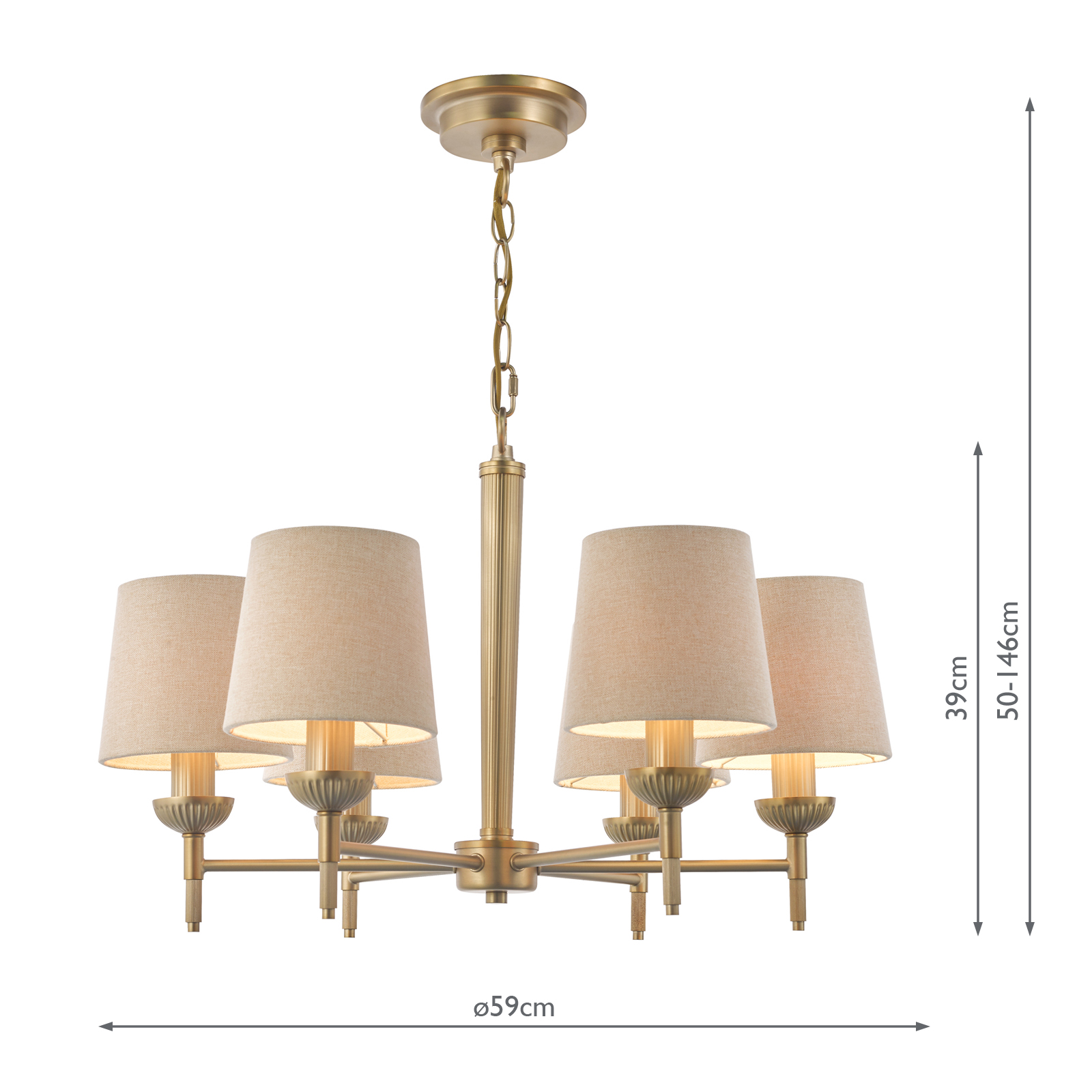 Laura Ashley Sullivan 6 Light Pendant Matt Champagne With Shade