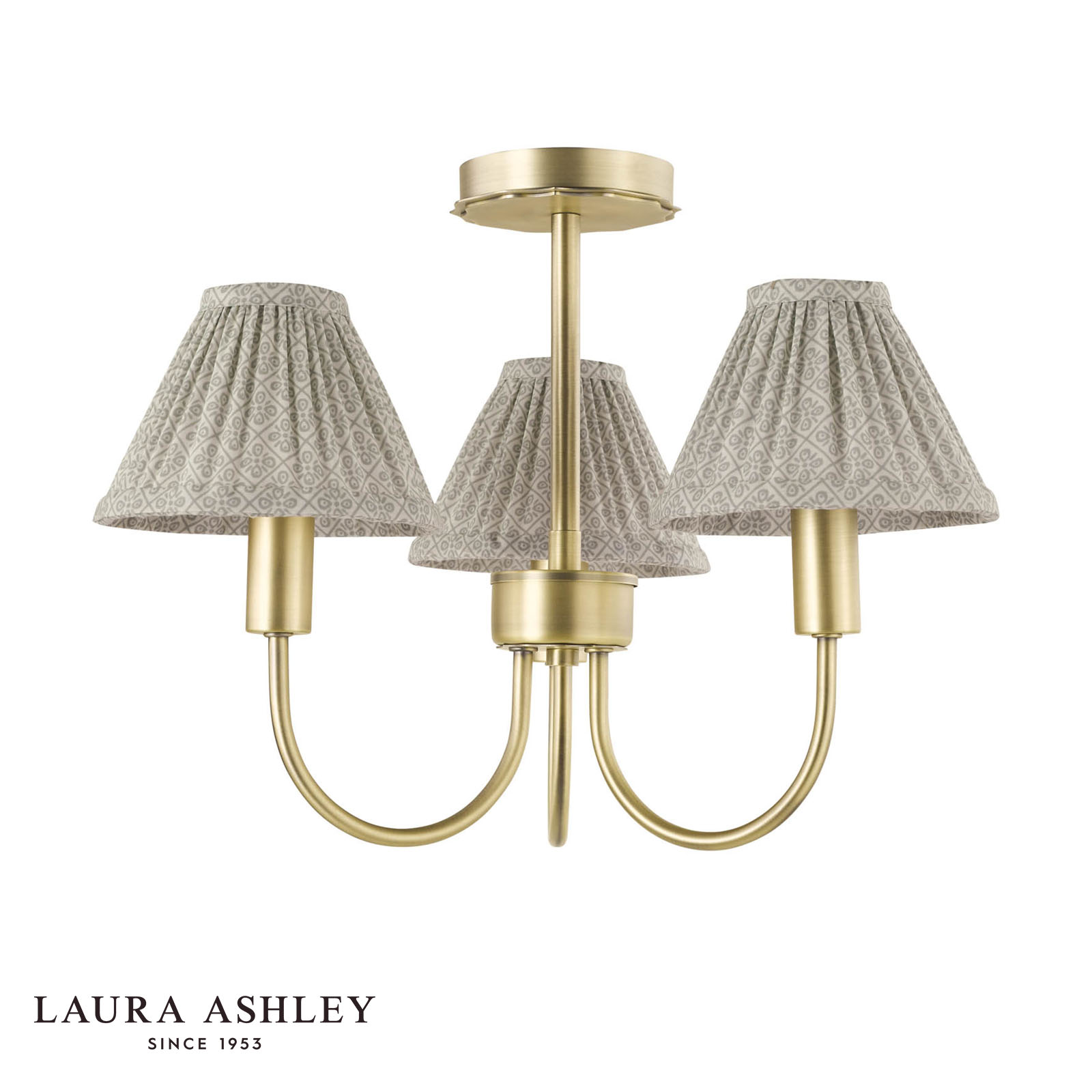 Laura Ashley Willowbrook 3 Light Semi-Flush Matt Antique Brass With Shade