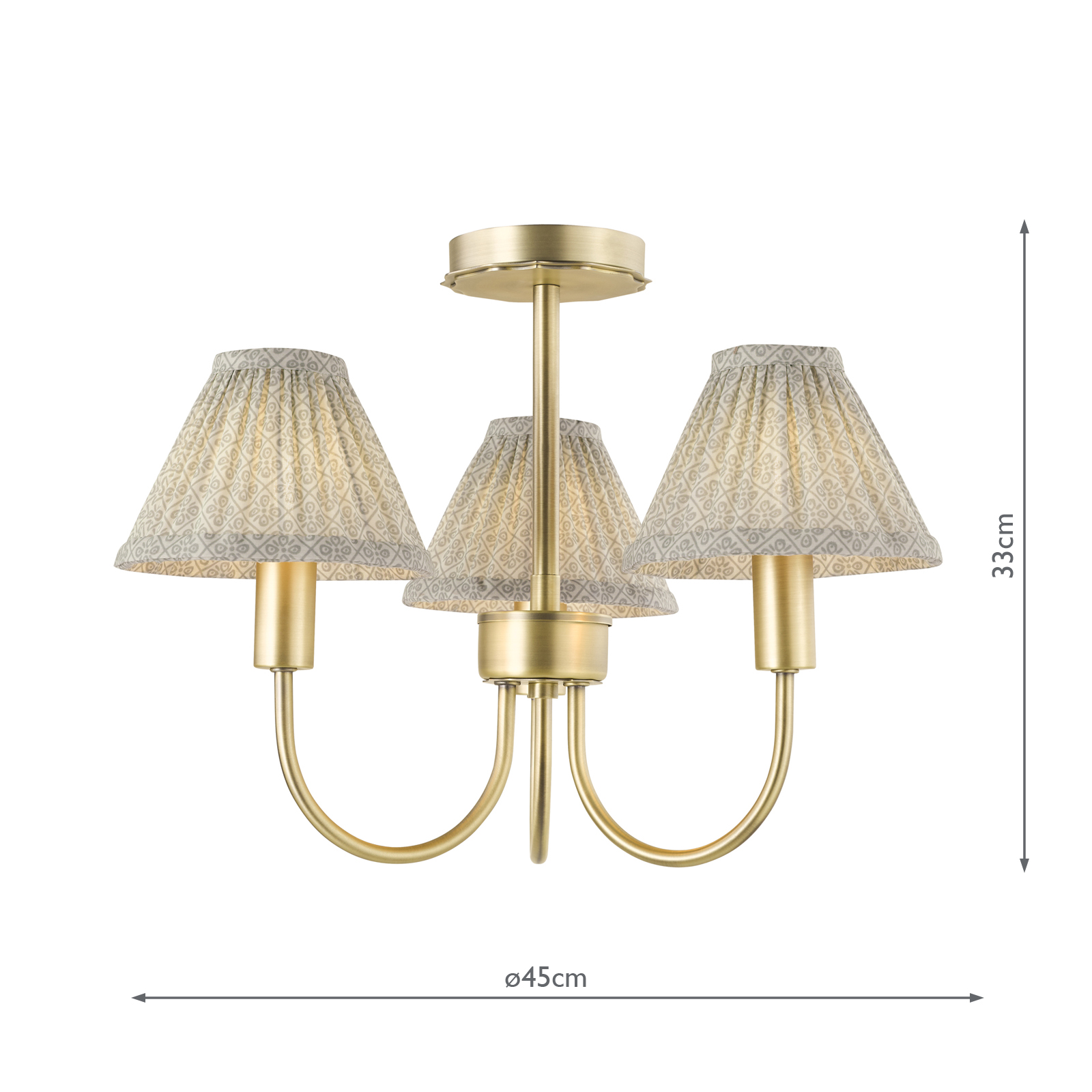 Laura Ashley Willowbrook 3 Light Semi-Flush Matt Antique Brass With Shade