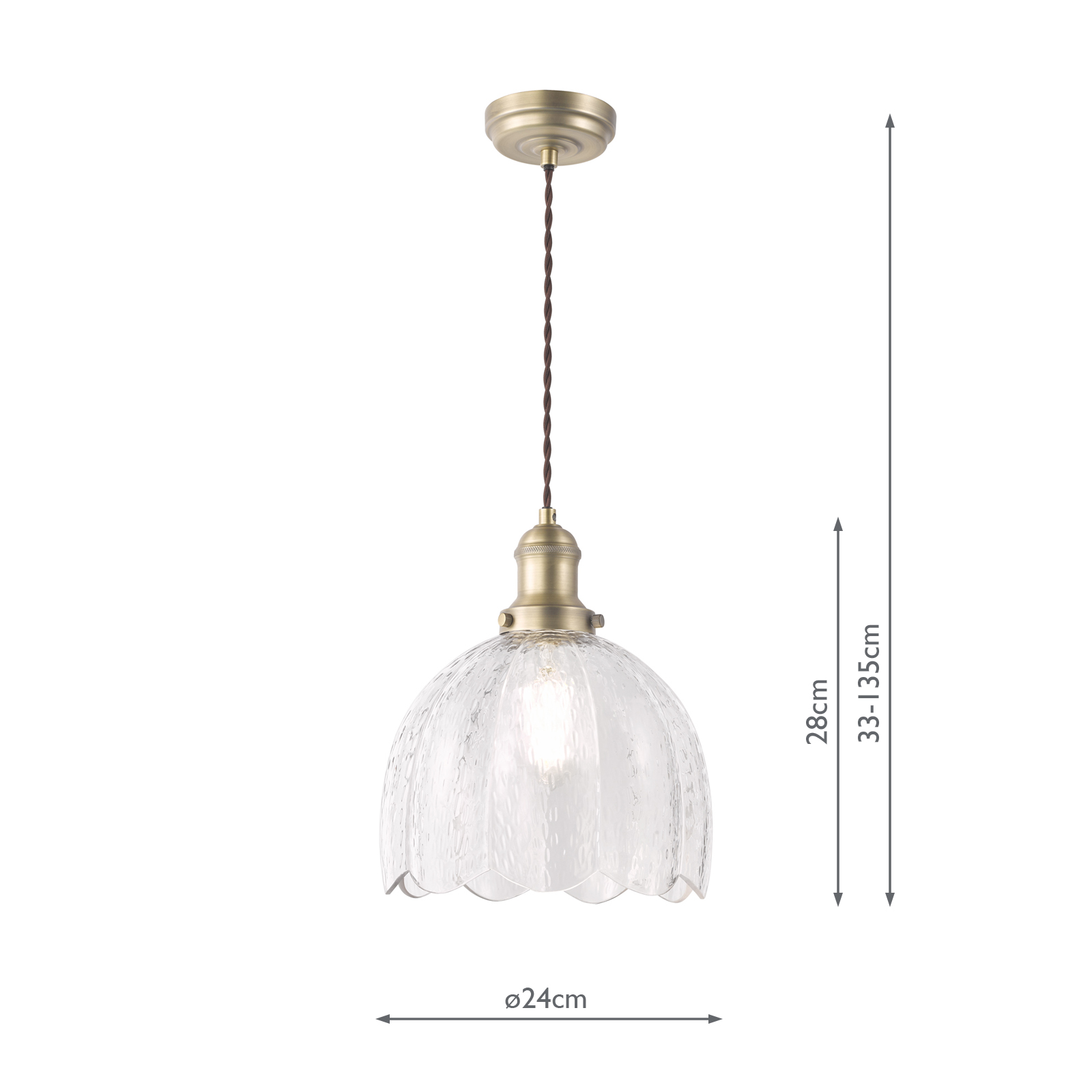 Laura Ashley Vintage Pendant Textured Glass and Matt Antique Brass