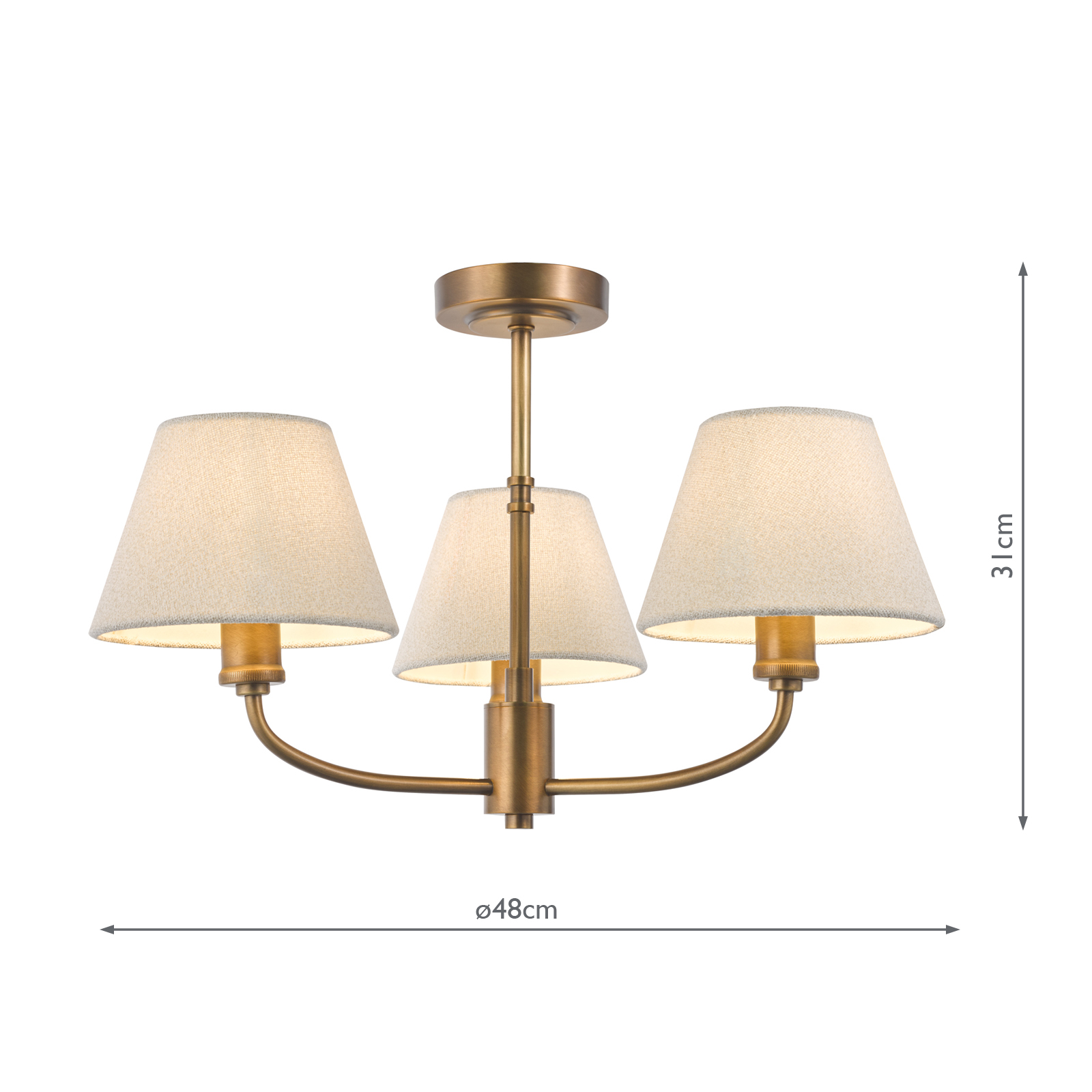 Laura Ashley Denston 3 Light Semi-Flush Antique Bronze With Shade