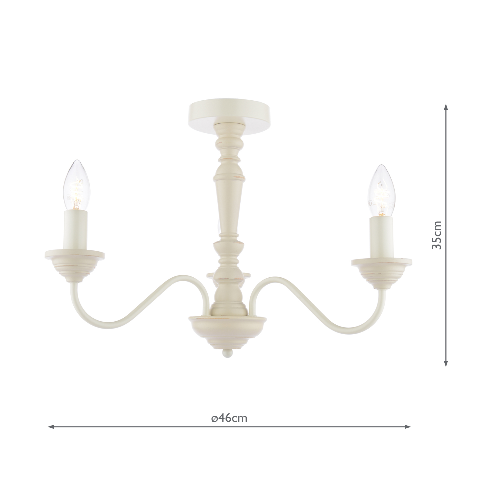 Laura Ashley Tate 3 Light Semi-Flush Distressed White