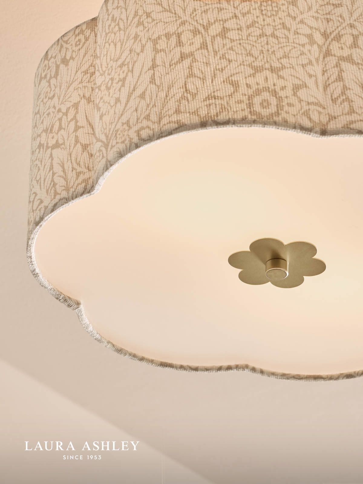 Laura Ashley Delamore 2 Light Semi-Flush Matt Antique Brass With Grey Shade