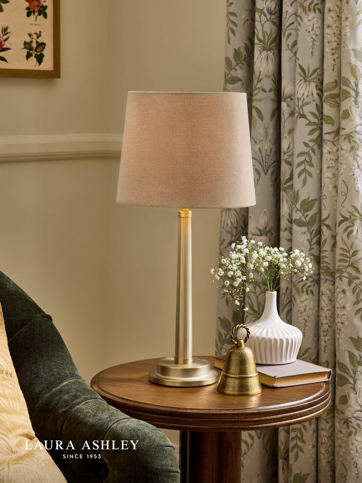 Laura Ashley Sullivan Table Lamp Matt Champagne With Shade
