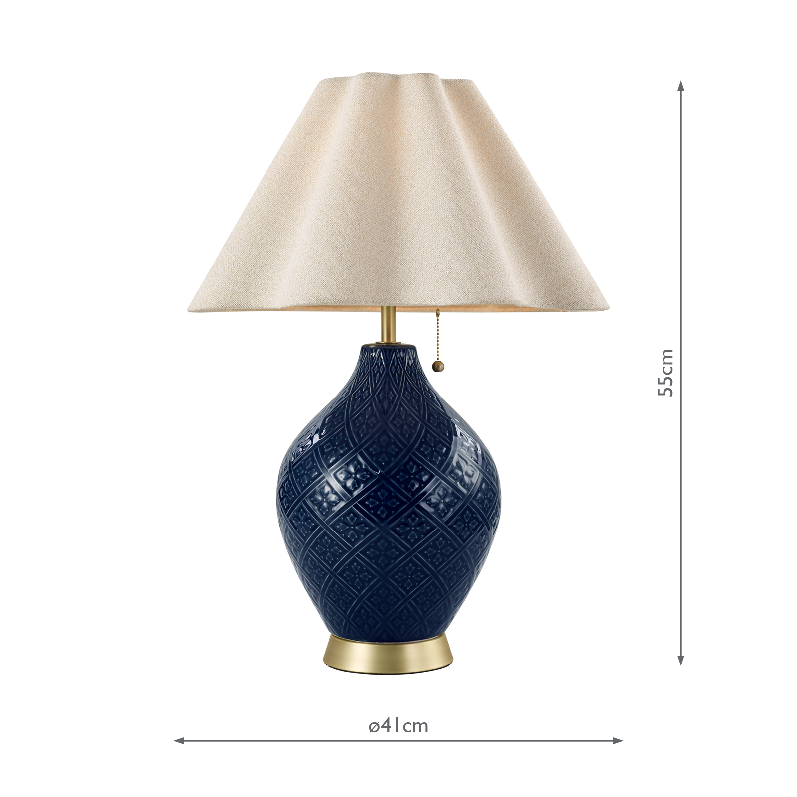Laura Ashley Mr Jones Table Lamp Blue Ceramic and Matt Antique Brass With Shade