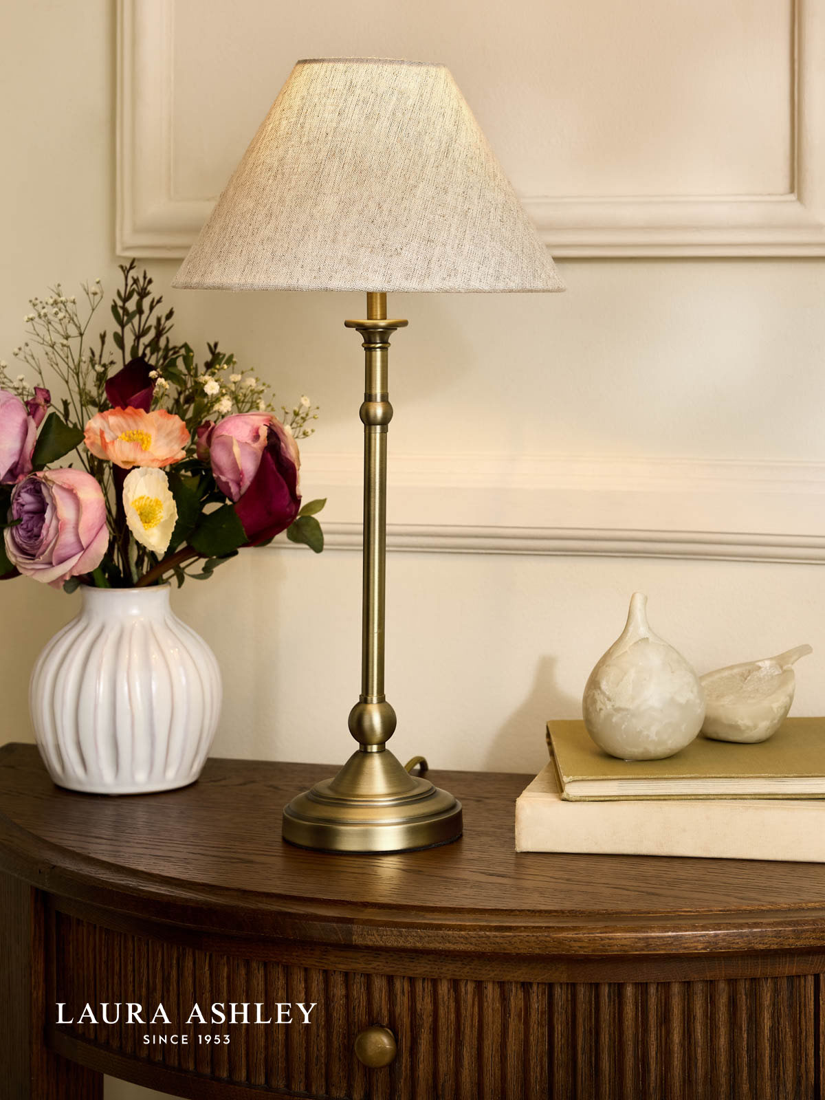 Laura Ashley Ludchurch Table Lamp Matt Antique Brass With Shade