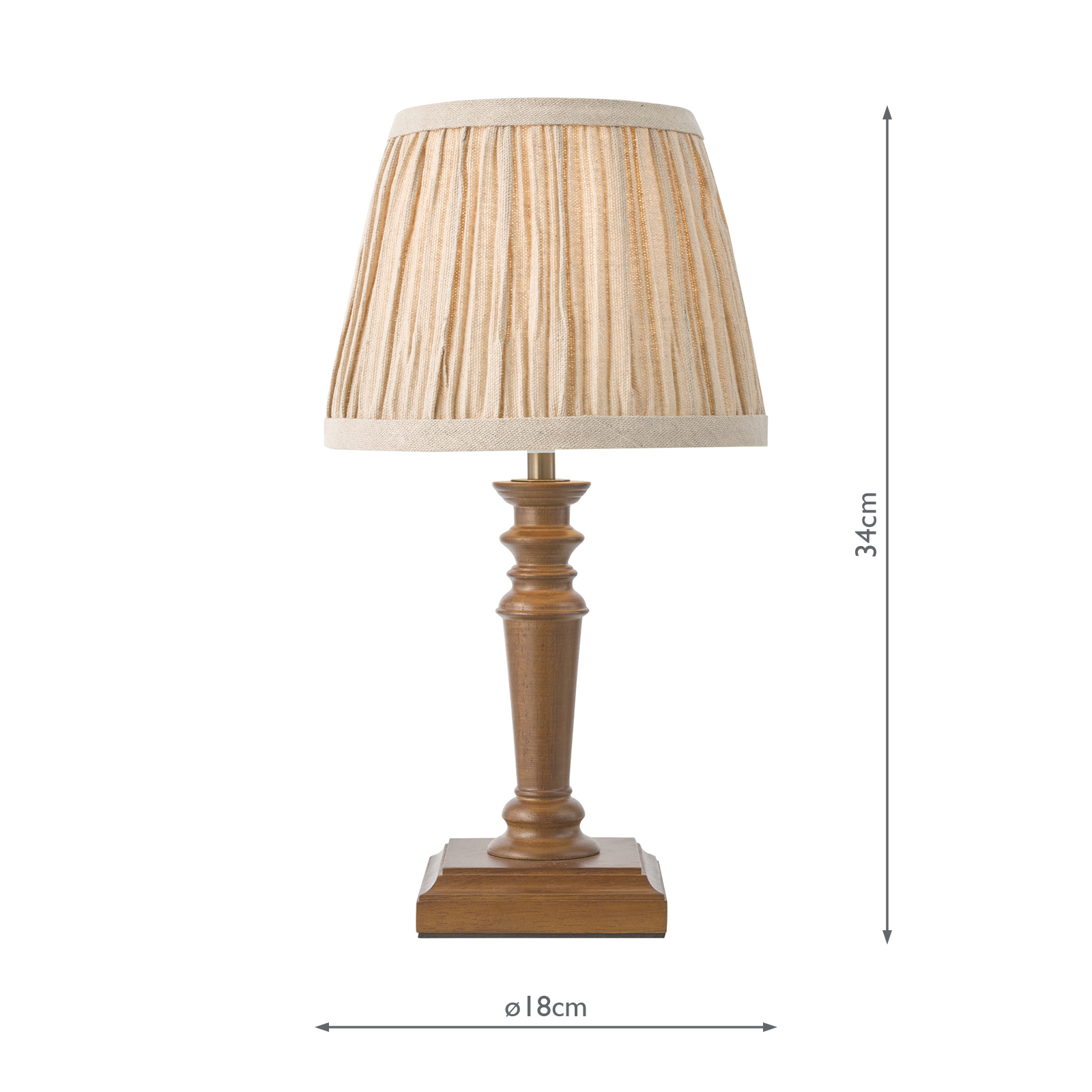 Laura Ashley Tate Twin Pack Table Lamp Dark Wood and Satin Bronze With Shade