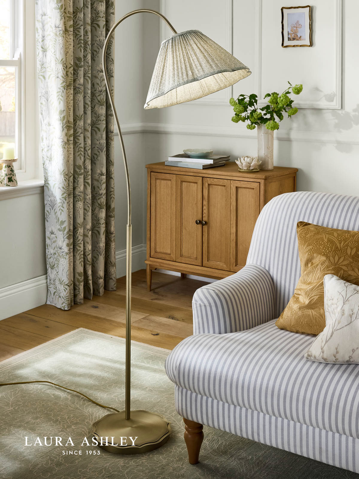 Laura Ashley Willowbrook Floor Lamp Matt Antique Brass With Shade