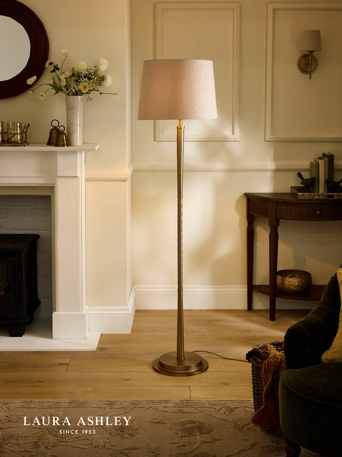 Laura Ashley Sullivan Floor Lamp Matt Champagne With Shade