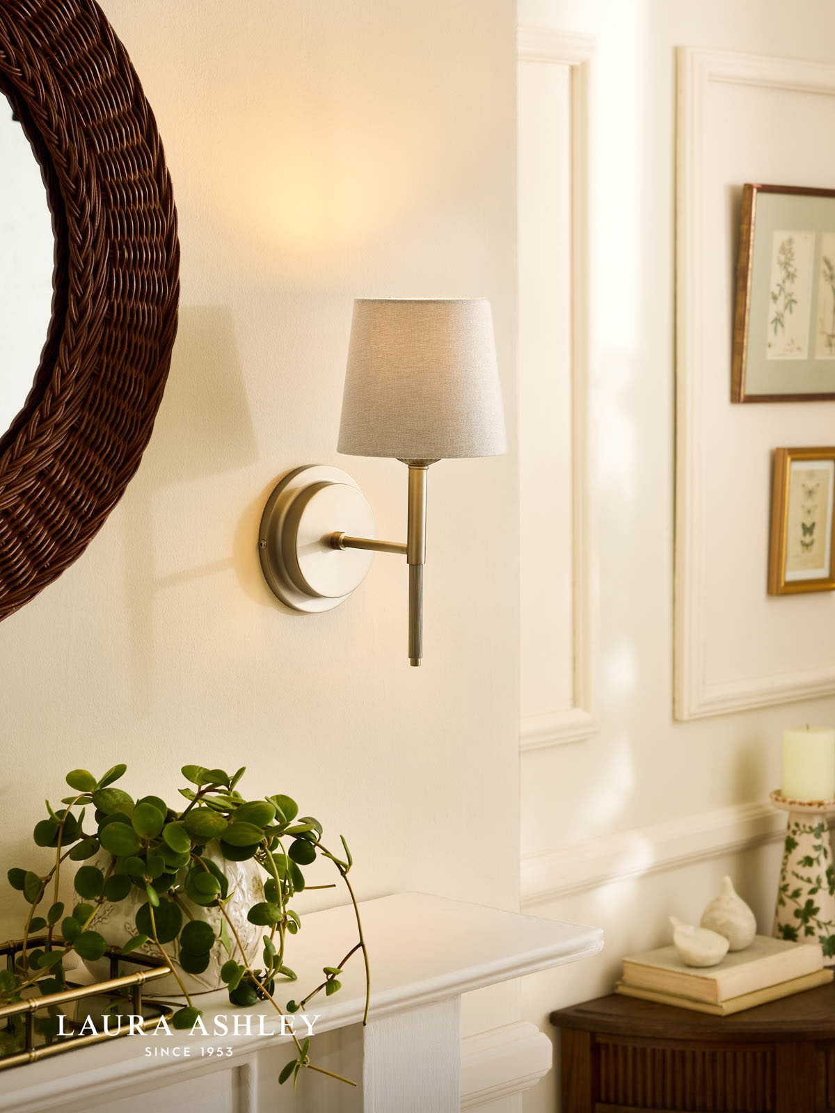 Laura Ashley Sullivan Wall Light Matt Champagne With Shade
