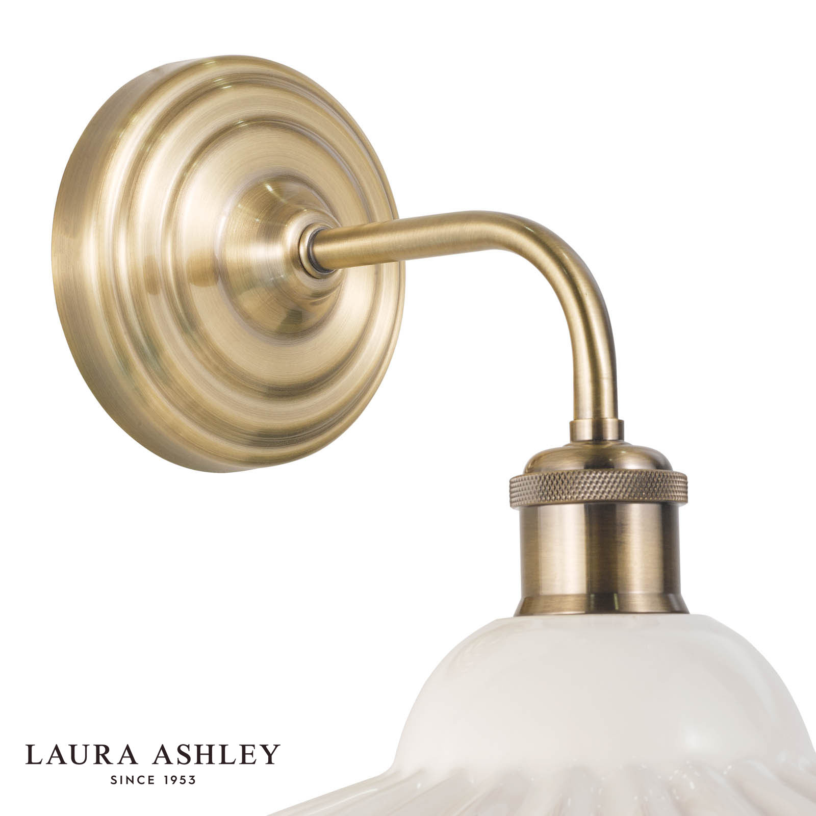 Laura Ashley Beca Wall Light White Ceramic and Antique Brass