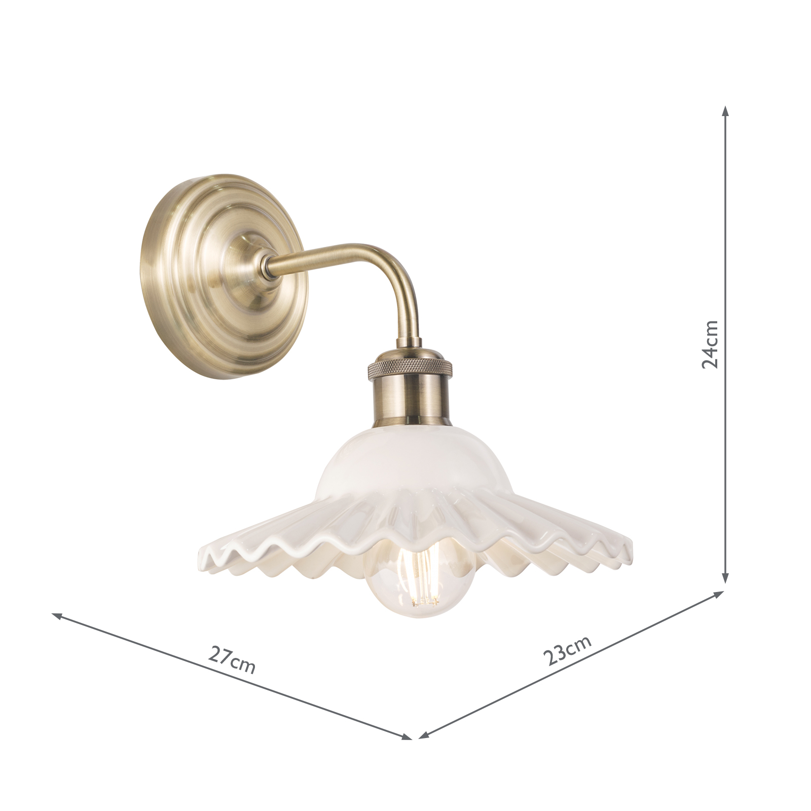 Laura Ashley Beca Wall Light White Ceramic and Antique Brass
