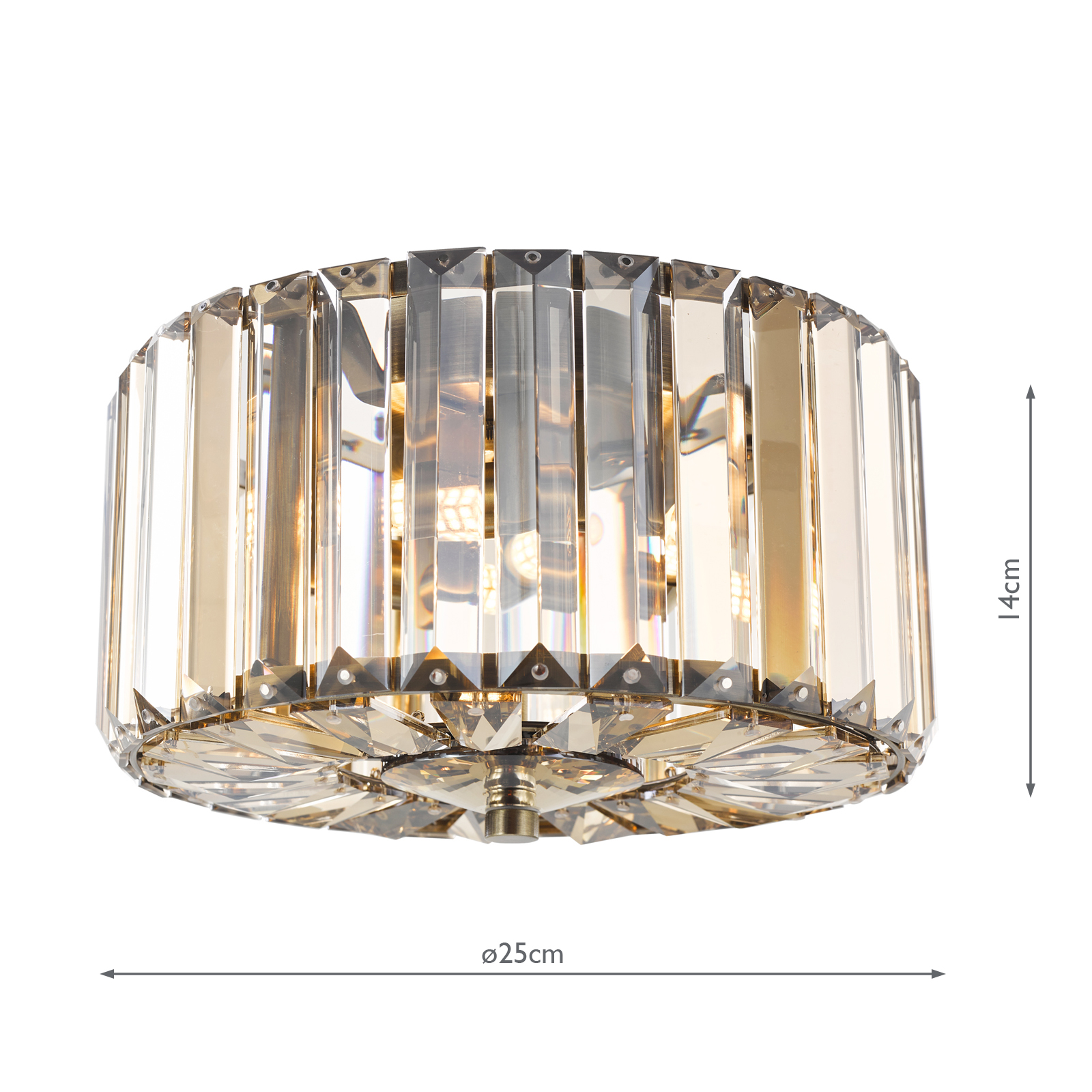 Laura Ashley Fernhurst 3 Light Flush Antique Brass and Champagne Crystal