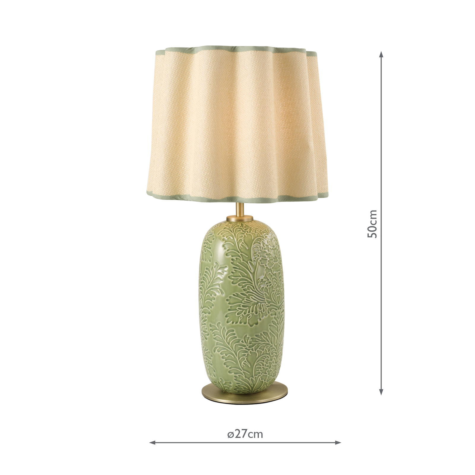 Laura Ashley Silchester Table Lamp Green Ceramic and Antique Brass With Shade