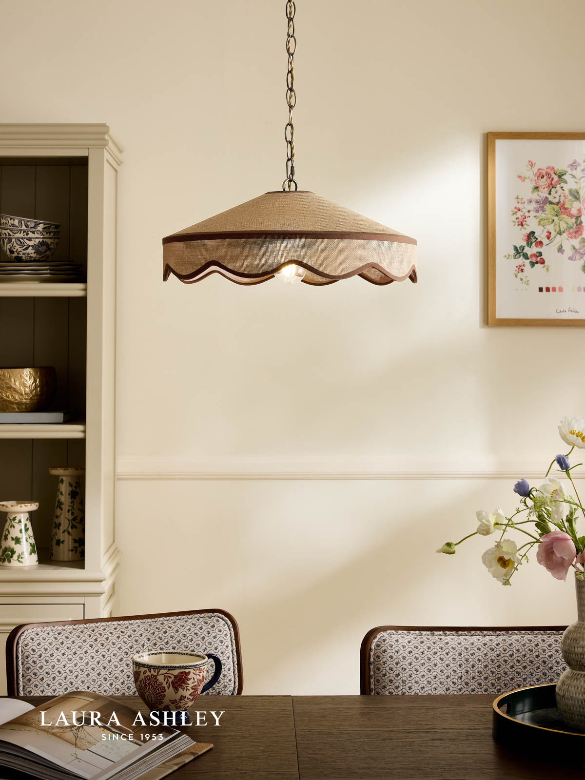 Laura Ashley Buckenham Pendant Rattan and Antique Brass