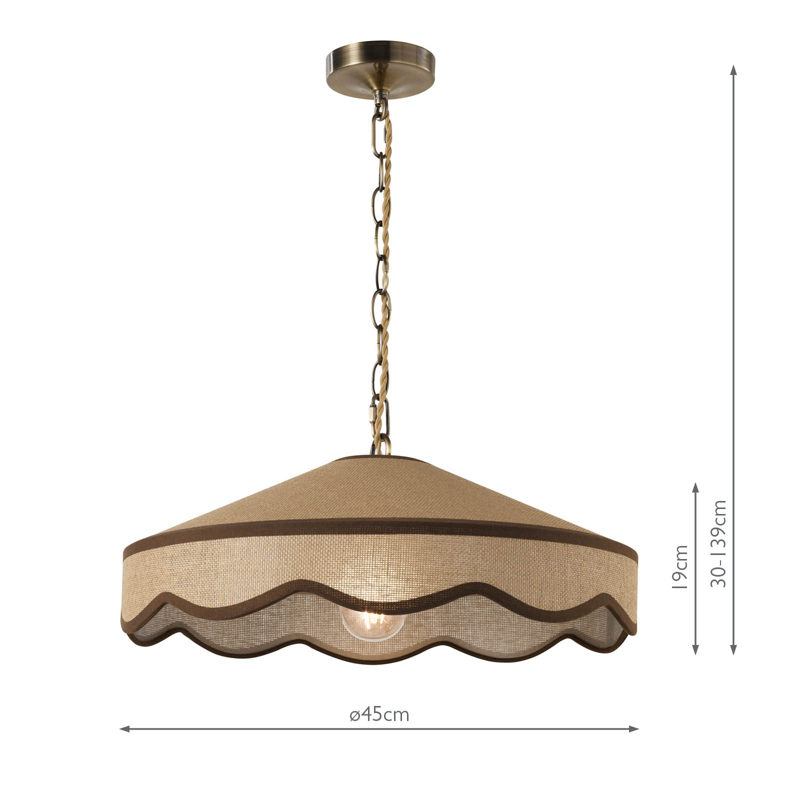 Laura Ashley Buckenham Pendant Rattan and Antique Brass
