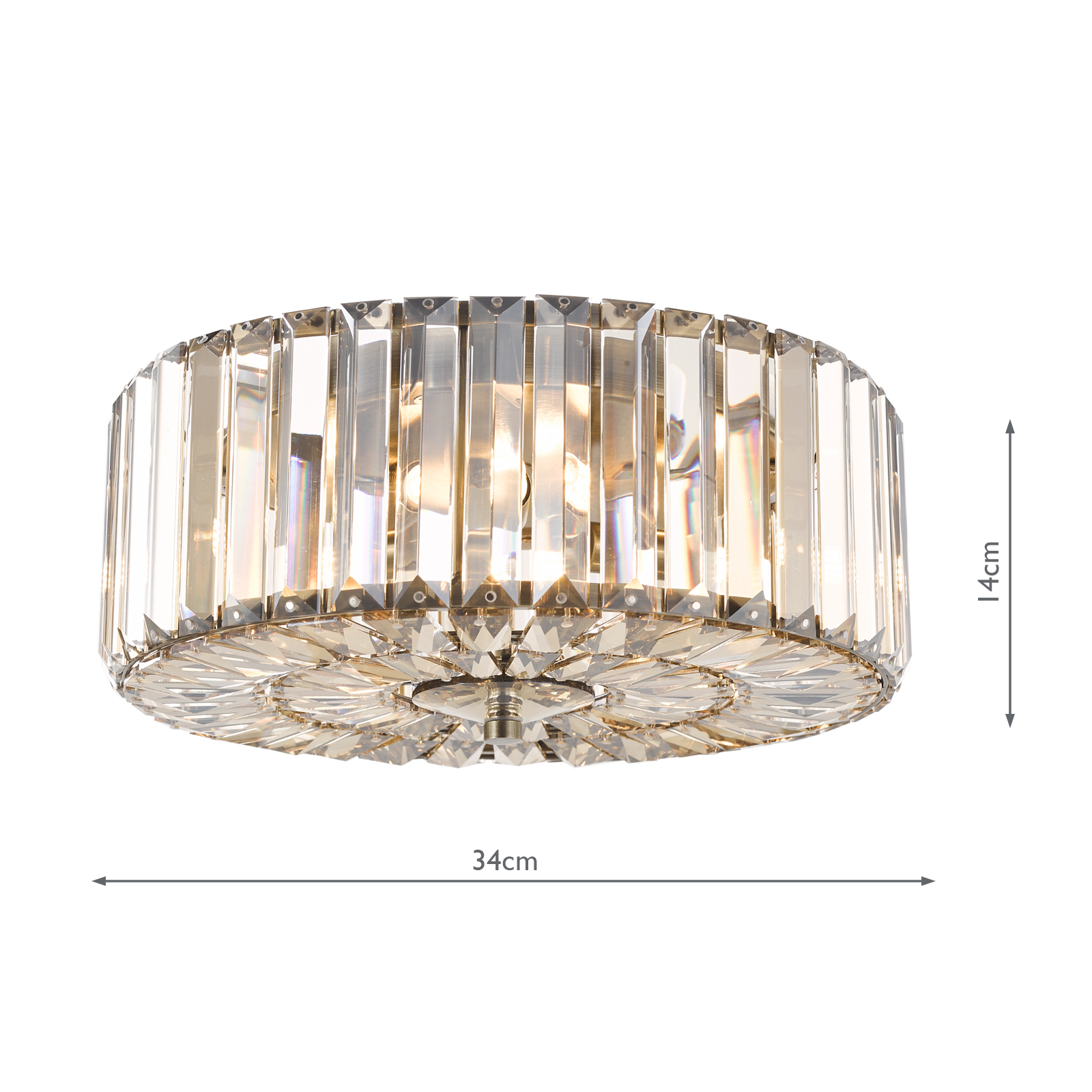 Laura Ashley Fernhurst 3 Light Flush Antique Brass and Champagne Crystal