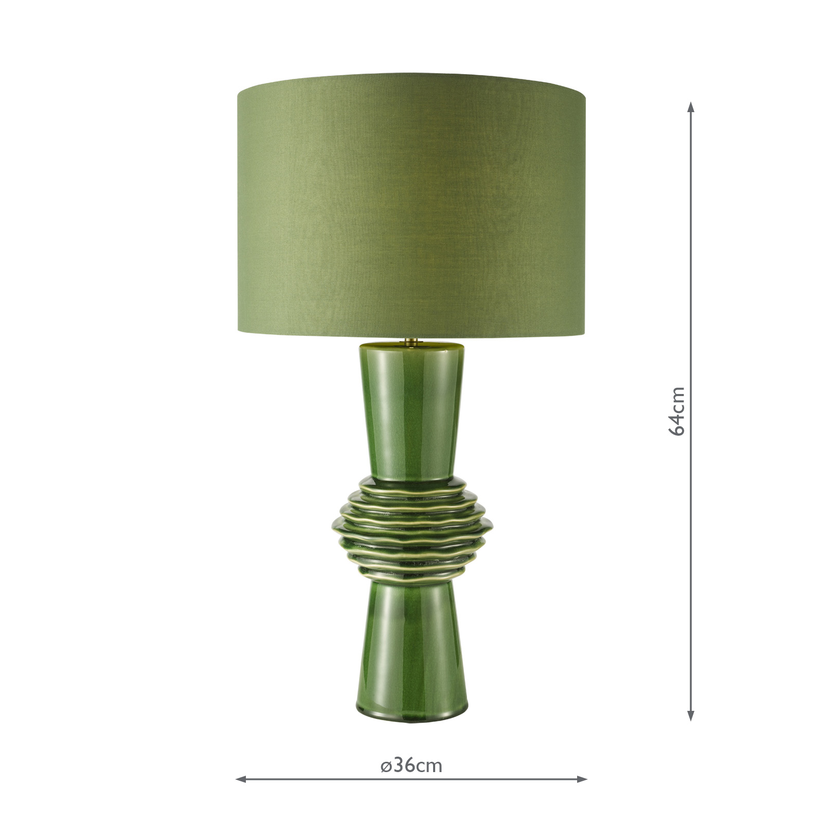 Lagle Table Lamp Green Ceramic and Antique Brass With Shade
