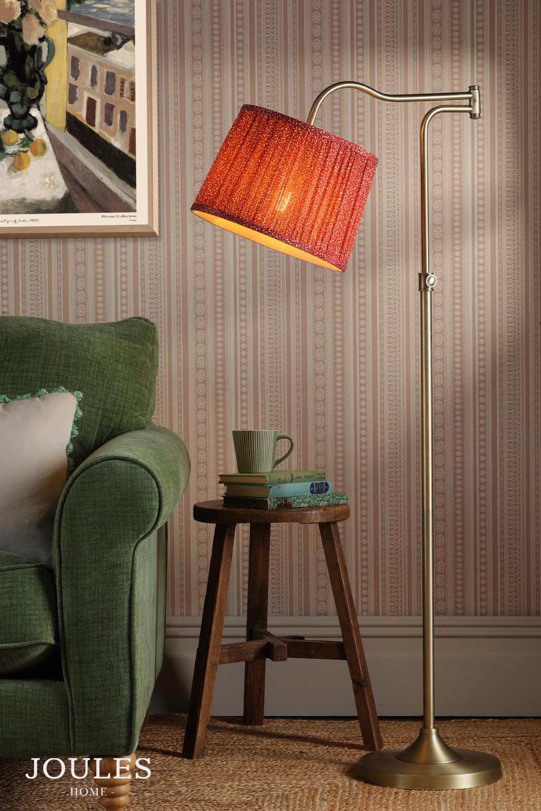 Joules Petworth Floor Lamp Matt Antique Brass With Shade