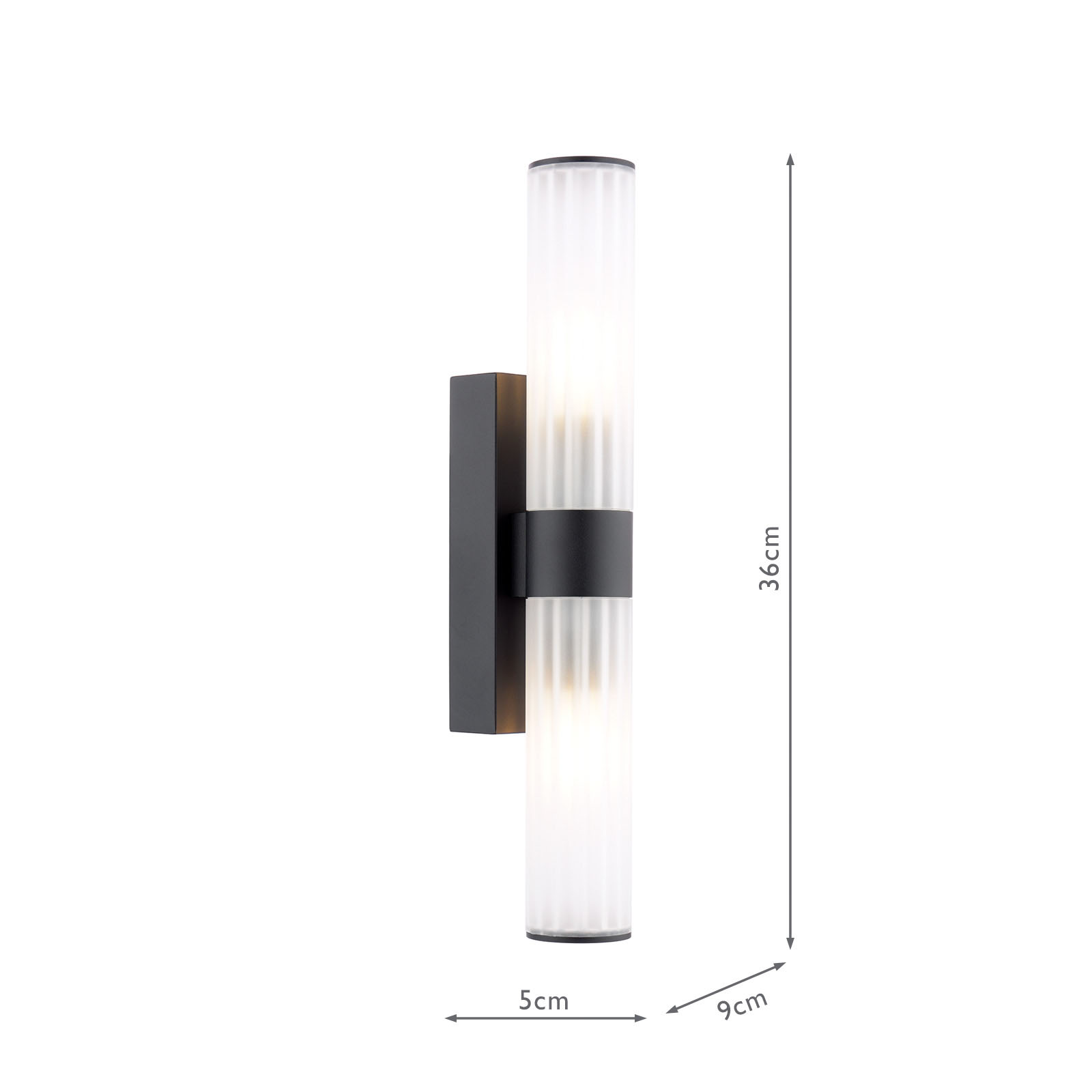 Lars 2 Light Bathroom Wall Light Matt Black and White Frosted Acrylic IP44