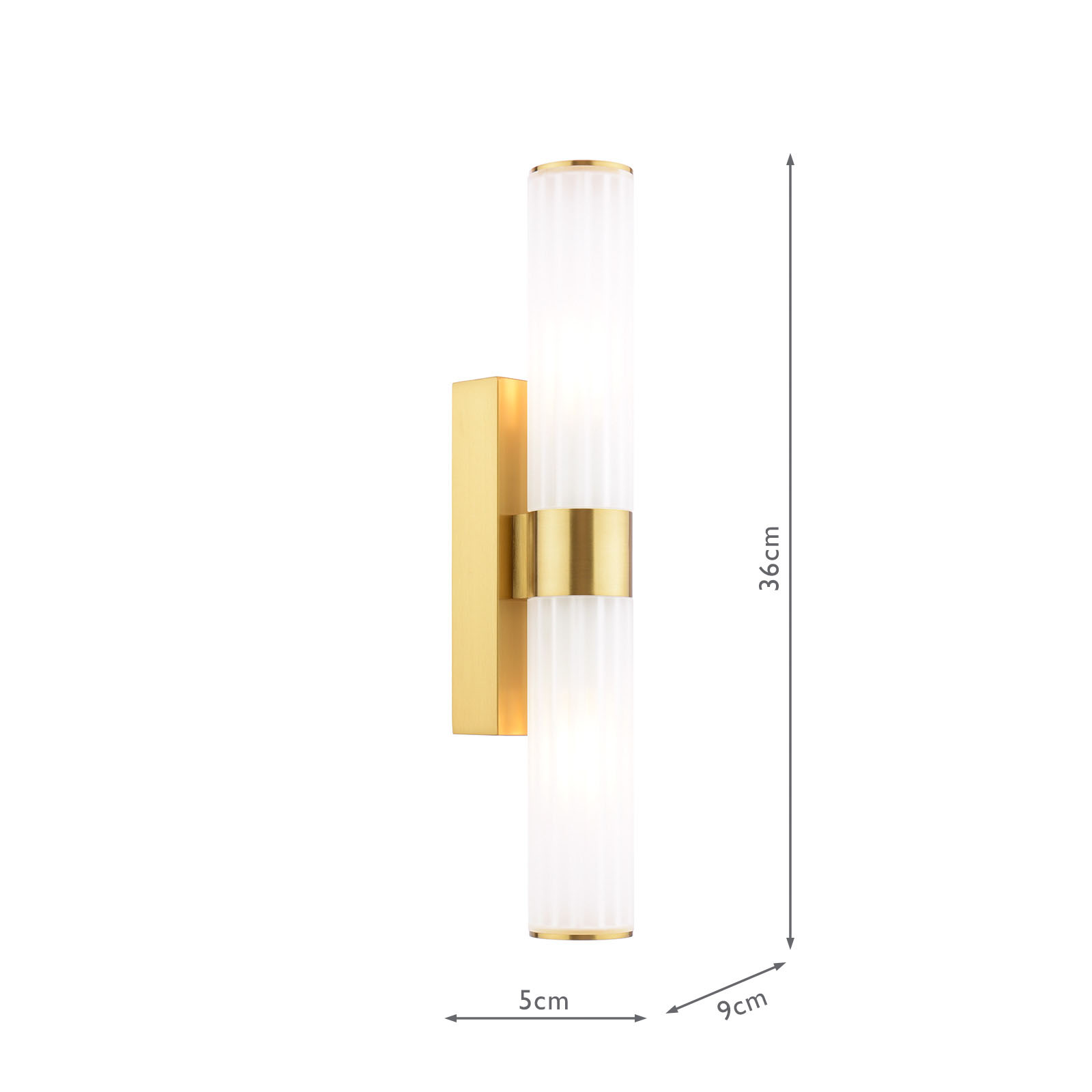 Lars 2 Light Bathroom Wall Light Brushed Gold and White Frosted Acrylic IP44