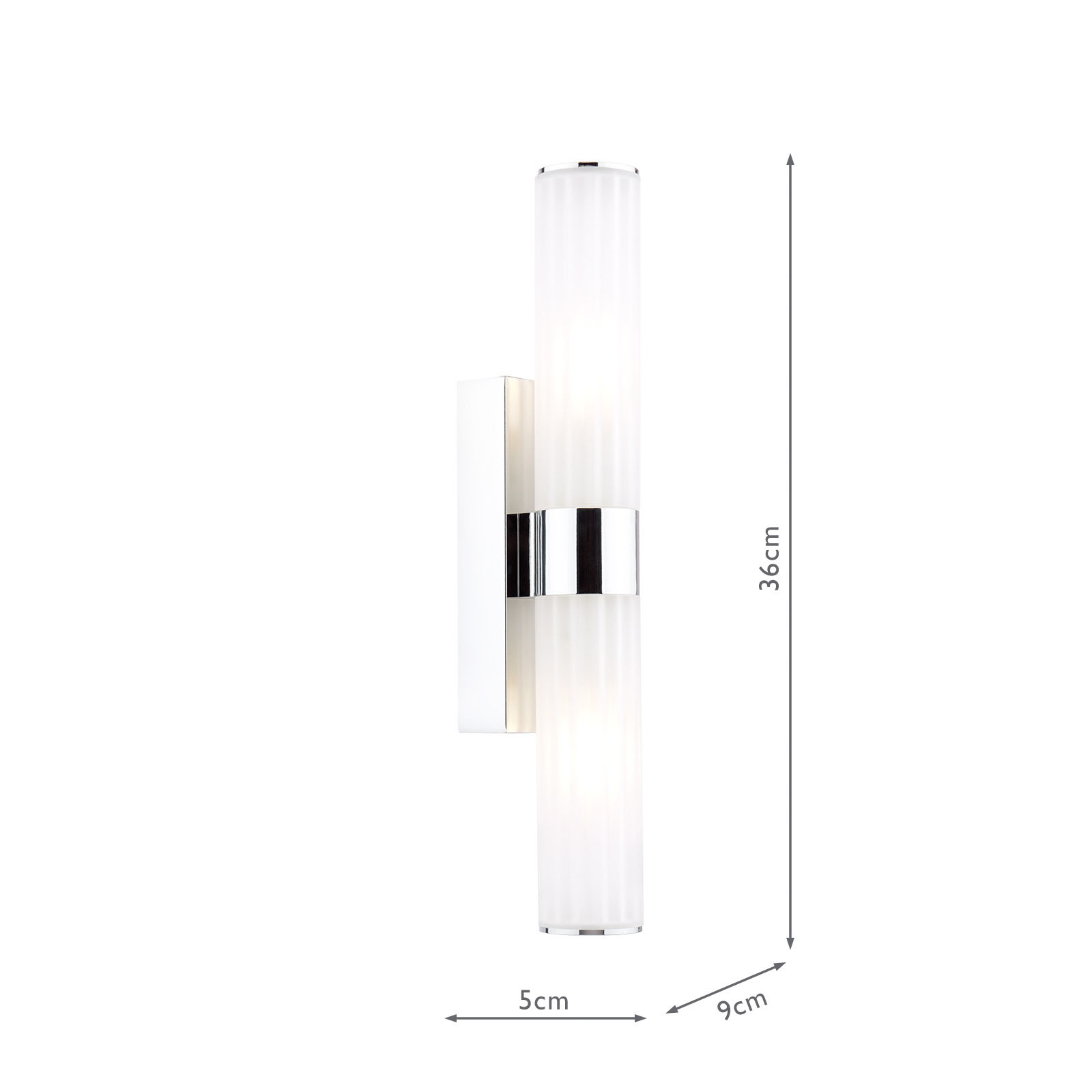 Lars 2 Light Bathroom Wall Light Polished Chrome and White Frosted Acrylic IP44