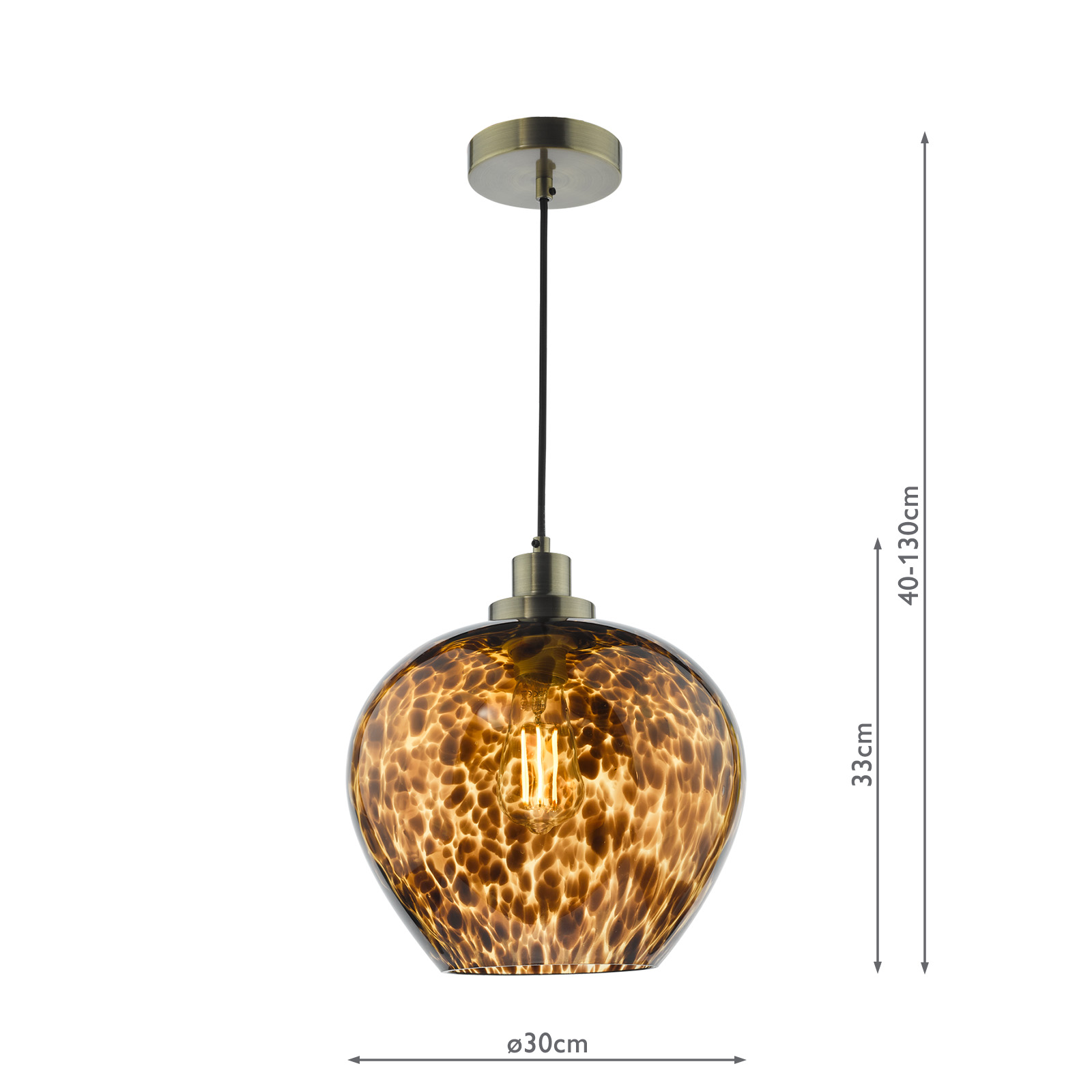 Leandra Pendant Tortoiseshell Glass and Antique Brass