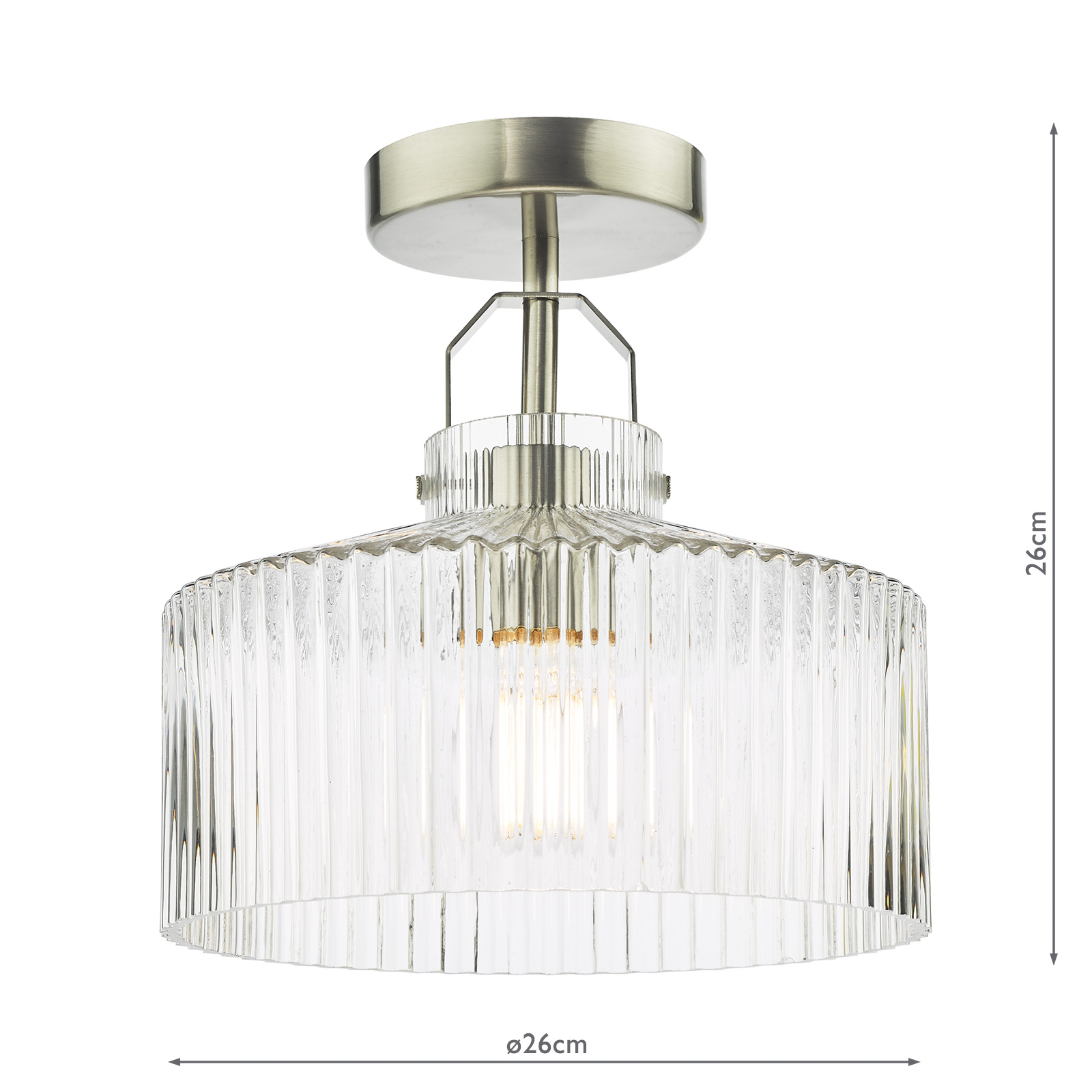 Lenka Semi-Flush Satin Nickel and Ribbed Glass