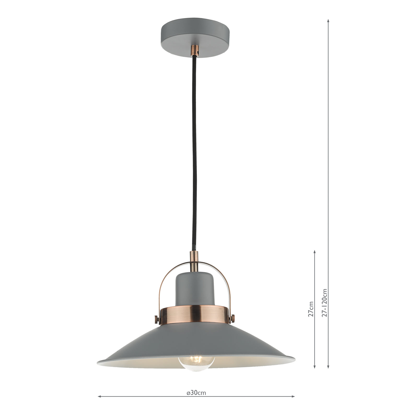Liden 1 Light Single Pendant Graphite Copper
