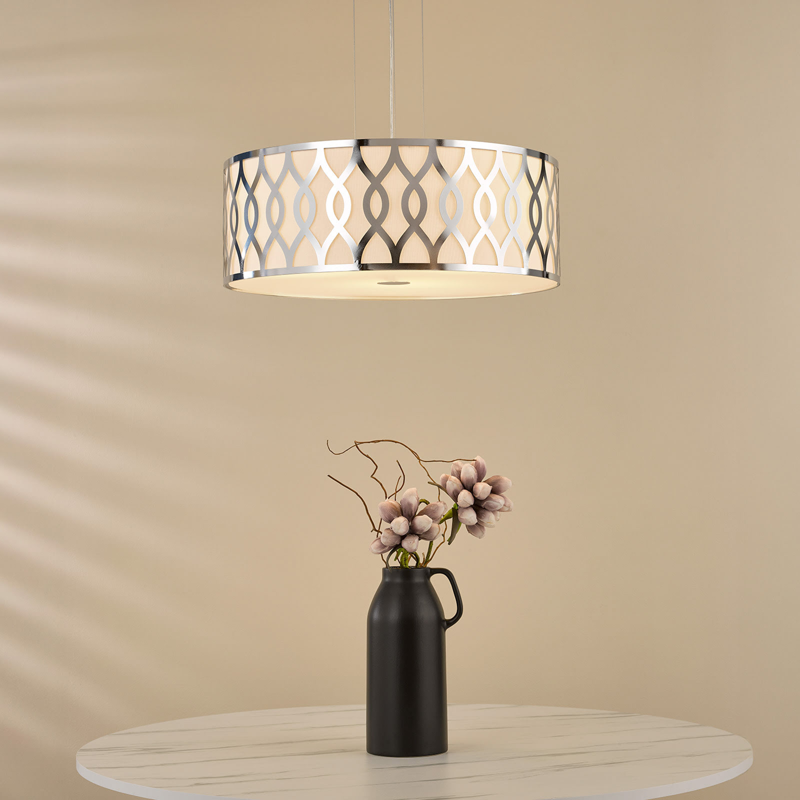 Locryn 4 Light Pendant Polished Chrome and Ivory