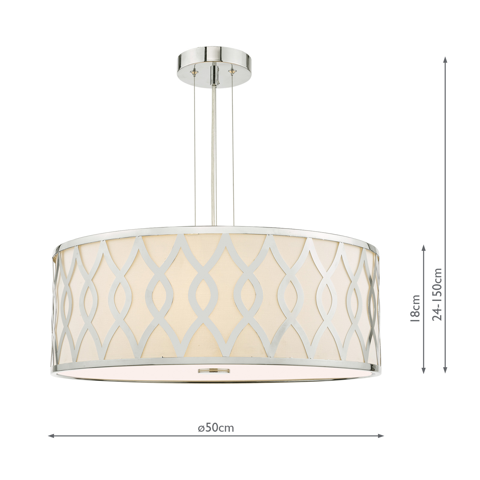 Locryn 4 Light Pendant Polished Chrome and Ivory