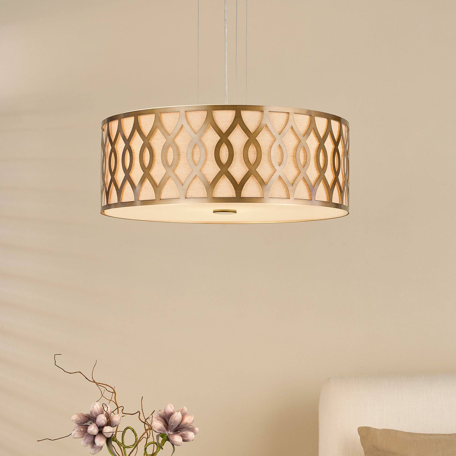 Locryn 4 Light Pendant Brushed Bronze and Taupe