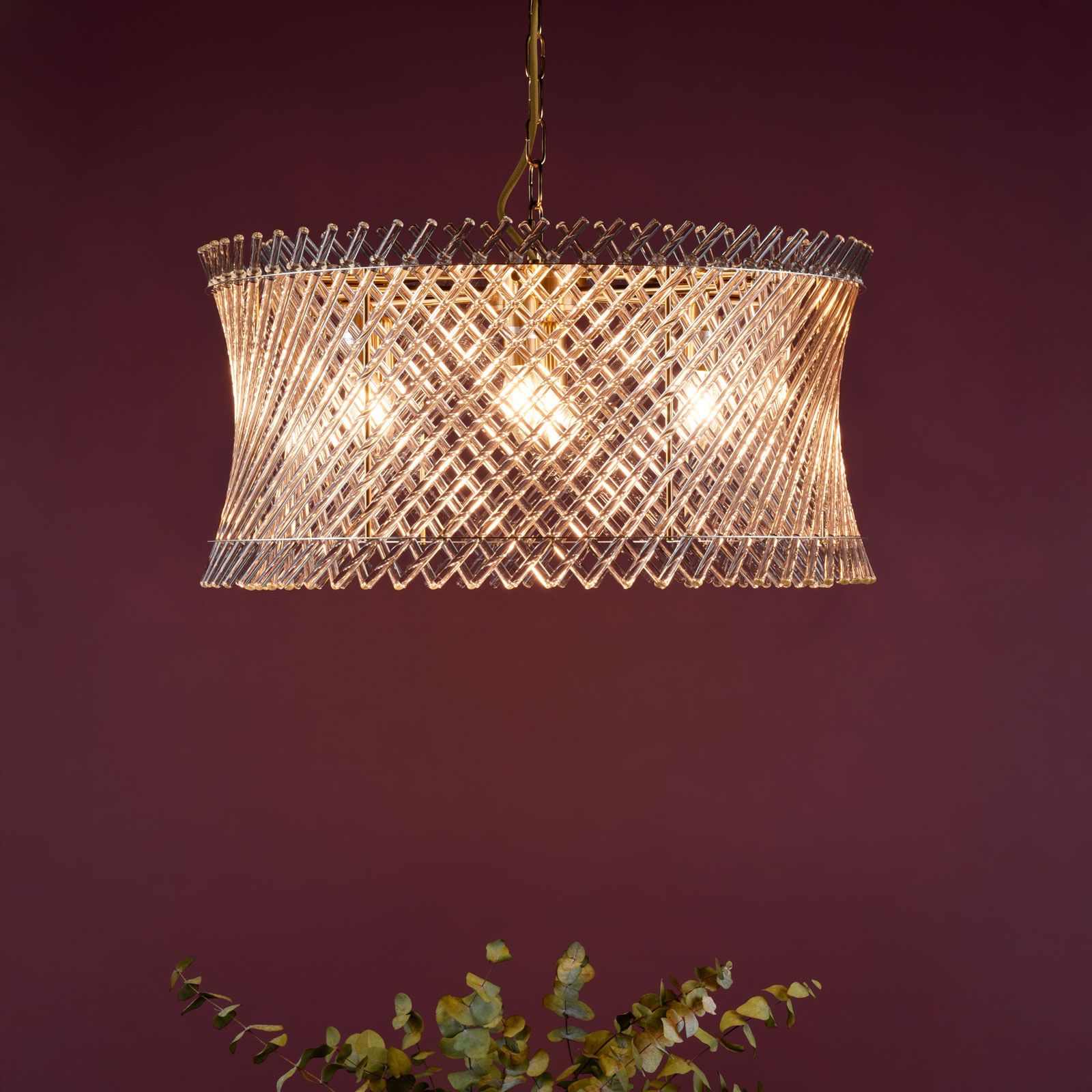 Loire 6 Light Pendant Natural Brass and Glass