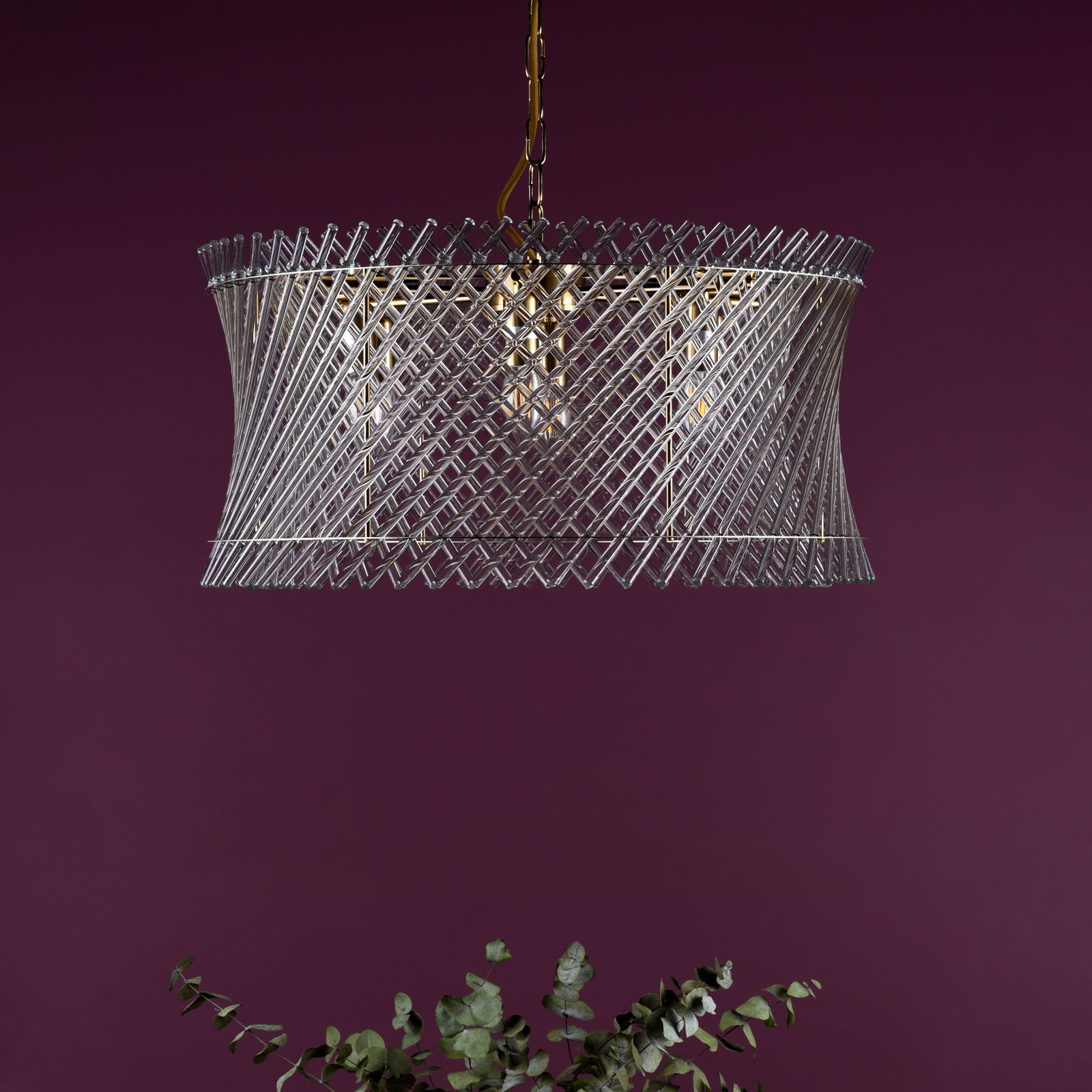 Loire 6 Light Pendant Natural Brass and Glass