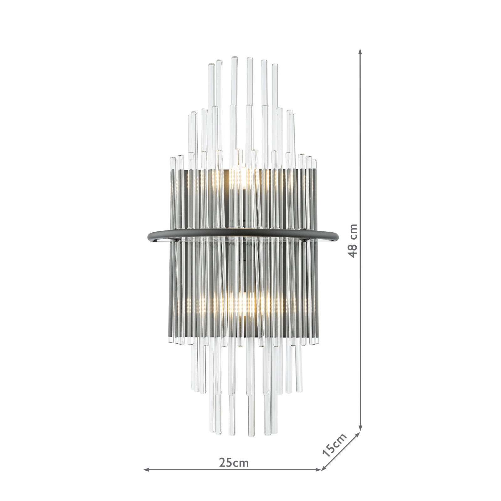 Lukas 2 Light Wall Light Satin Black and Glass