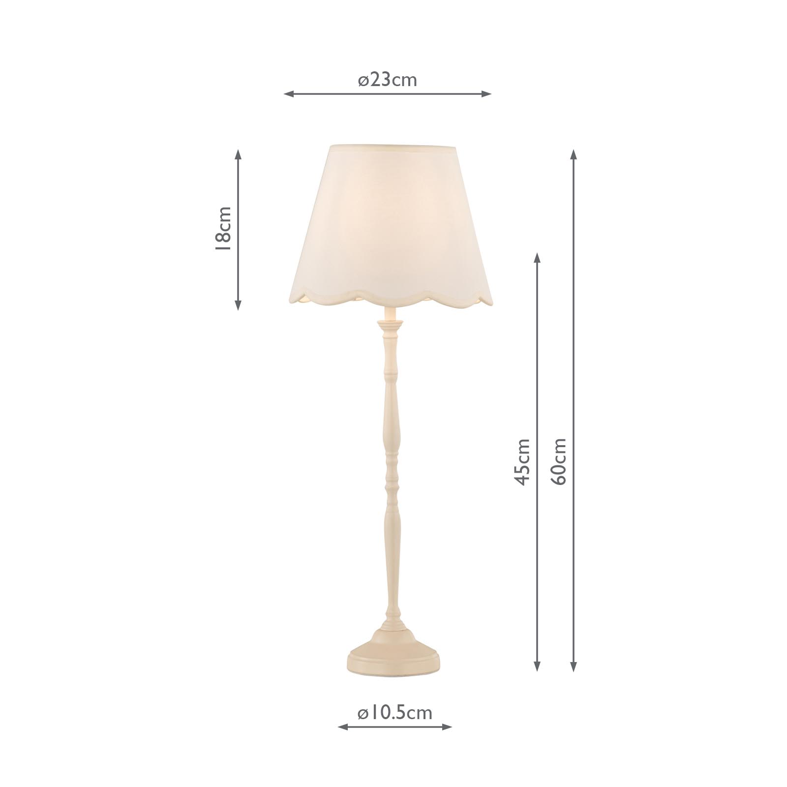 Lupo Table Lamp Matt Cream With Linen Scalloped Shade