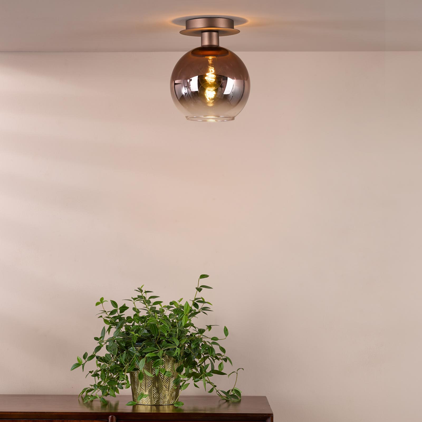 Lycia Flush Satin Bronze and Brown Ombre Glass