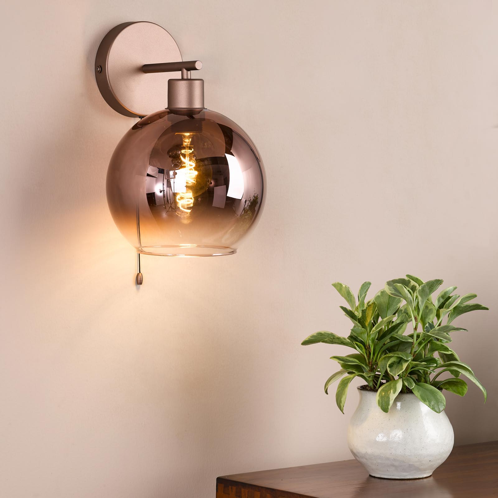 Lycia Wall Light Satin Bronze and Bronze Ombre Glass