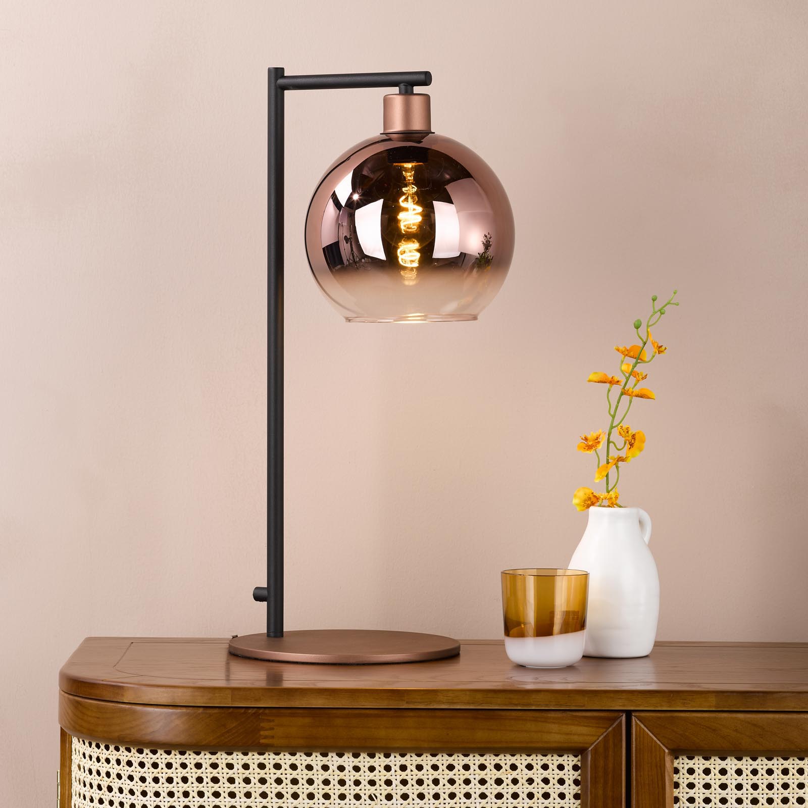 Lycia Table Lamp Satin Bronze and Bronze Ombre Glass