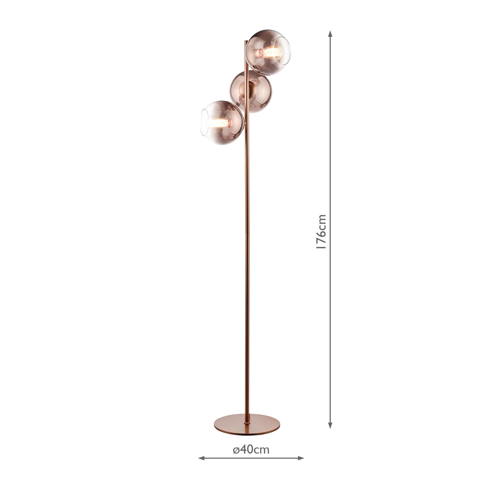 Lycia 3 Light Floor Lamp Satin Bronze and Bronze Ombre Glass