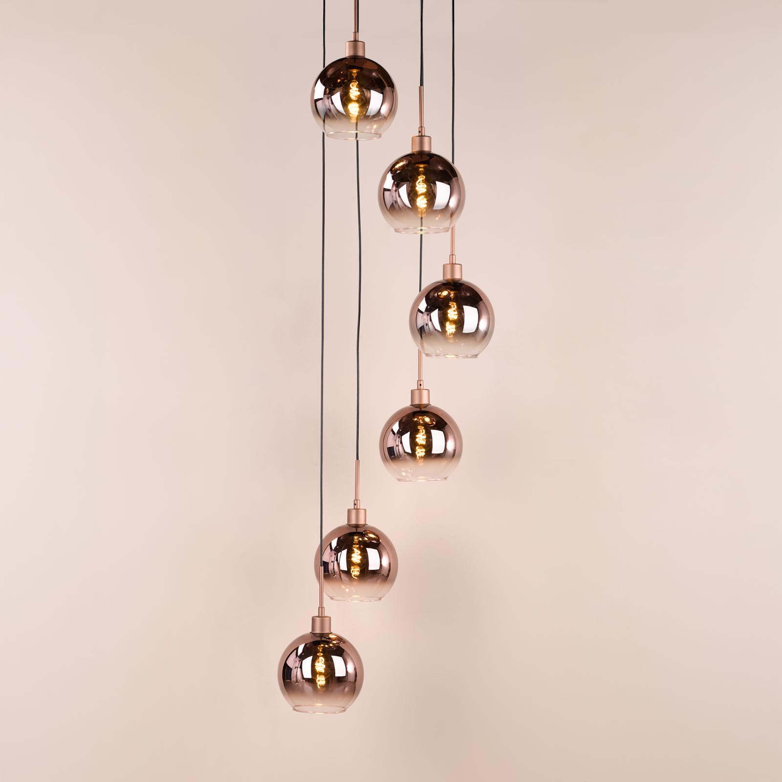 Lycia 6 Light Cluster Pendant Satin Bronze and Bronze Ombre Glass